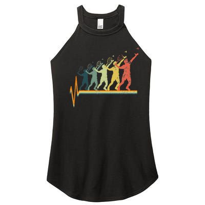 Badminton Heartbeat Vintage Retro Gift Women’s Perfect Tri Rocker Tank