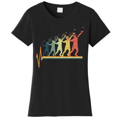 Badminton Heartbeat Vintage Retro Gift Women's T-Shirt