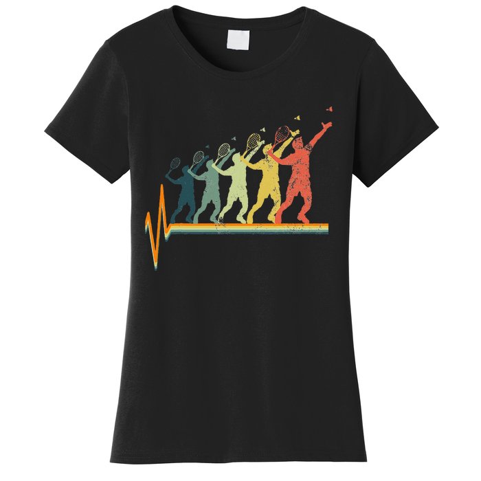 Badminton Heartbeat Vintage Retro Gift Women's T-Shirt