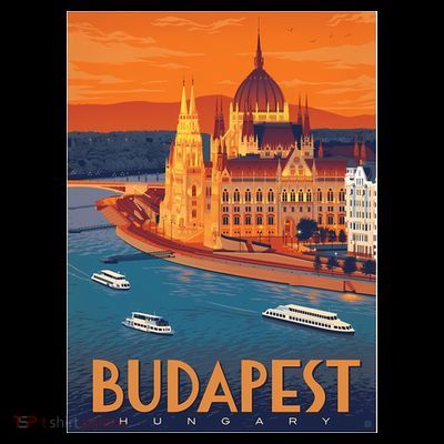 Budapest Hungary Vintage Stockholm Travel Advertising Print T-Shirt
