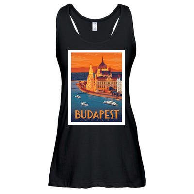 Budapest Hungary Vintage Stockholm Travel Advertising Print Ladies Essential Flowy Tank