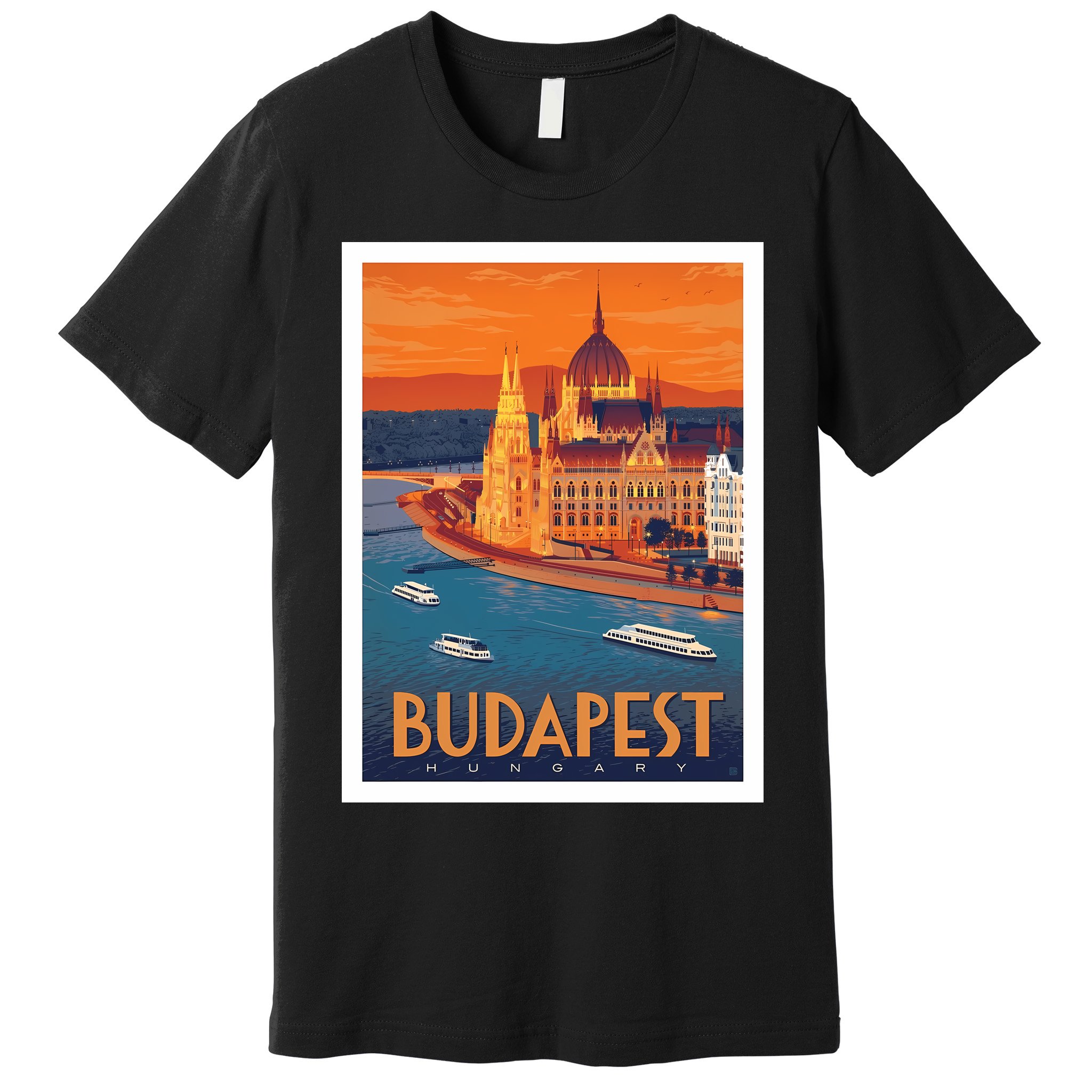 Budapest Hungary Vintage Stockholm Travel Advertising Print Premium T-Shirt
