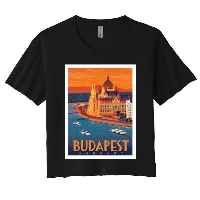 Budapest Hungary Vintage Stockholm Travel Advertising Print Crop Top