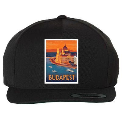 Budapest Hungary Vintage Stockholm Travel Advertising Print Wool Snapback Cap