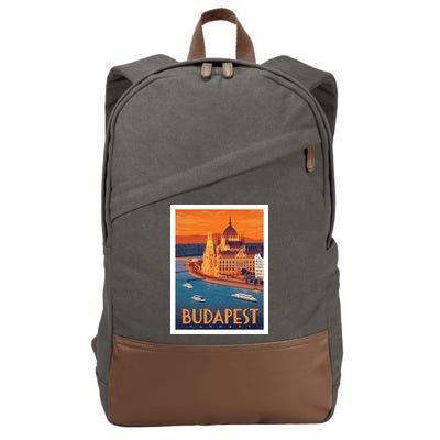 Budapest Hungary Vintage Stockholm Travel Advertising Print Cotton Canvas Backpack