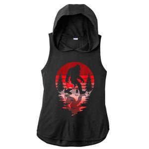 Bigfoot Heart Valentines Day Love Sasquatch Believe Ladies PosiCharge Tri-Blend Wicking Draft Hoodie Tank