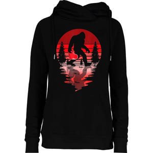 Bigfoot Heart Valentines Day Love Sasquatch Believe Womens Funnel Neck Pullover Hood