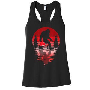 Bigfoot Heart Valentines Day Love Sasquatch Believe Women's Racerback Tank