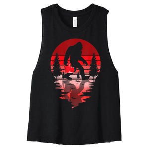 Bigfoot Heart Valentines Day Love Sasquatch Believe Women's Racerback Cropped Tank