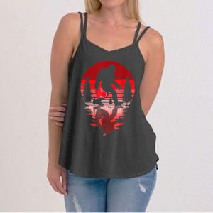 Bigfoot Heart Valentines Day Love Sasquatch Believe Women's Strappy Tank