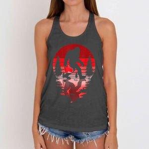 Bigfoot Heart Valentines Day Love Sasquatch Believe Women's Knotted Racerback Tank