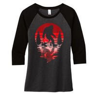 Bigfoot Heart Valentines Day Love Sasquatch Believe Women's Tri-Blend 3/4-Sleeve Raglan Shirt