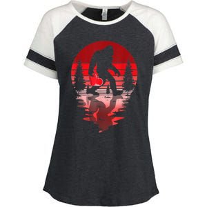 Bigfoot Heart Valentines Day Love Sasquatch Believe Enza Ladies Jersey Colorblock Tee