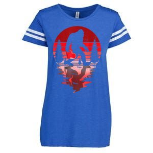 Bigfoot Heart Valentines Day Love Sasquatch Believe Enza Ladies Jersey Football T-Shirt