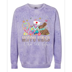 Bunny Hoppy Vibes & That CNA Life Easter Day Colorblast Crewneck Sweatshirt