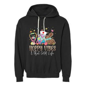 Bunny Hoppy Vibes & That CNA Life Easter Day Garment-Dyed Fleece Hoodie