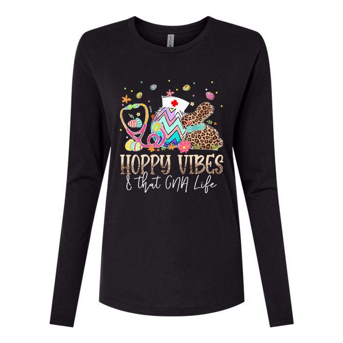 Bunny Hoppy Vibes & That CNA Life Easter Day Womens Cotton Relaxed Long Sleeve T-Shirt