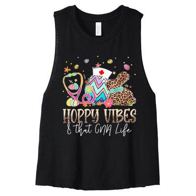 Bunny Hoppy Vibes & That CNA Life Easter Day Women's Racerback Cropped Tank