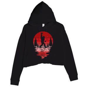 Bigfoot Heart Valentines Day Love Sasquatch Crop Fleece Hoodie