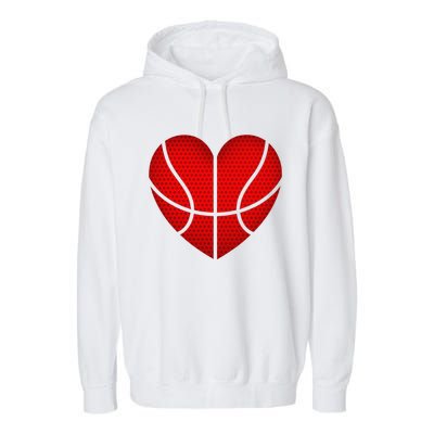 Basketball Heart Valentines Day Fors Sports Garment-Dyed Fleece Hoodie