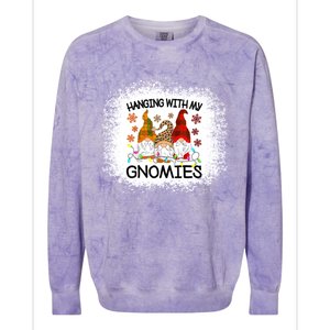 Bleached Hanging With My Gnomies Christmas Gnome Meaningful Gift Colorblast Crewneck Sweatshirt