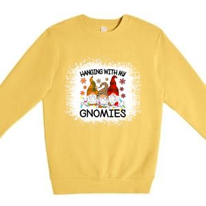 Bleached Hanging With My Gnomies Christmas Gnome Meaningful Gift Premium Crewneck Sweatshirt