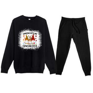 Bleached Hanging With My Gnomies Christmas Gnome Meaningful Gift Premium Crewneck Sweatsuit Set