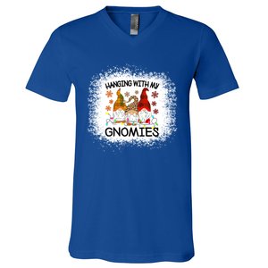 Bleached Hanging With My Gnomies Christmas Gnome Meaningful Gift V-Neck T-Shirt