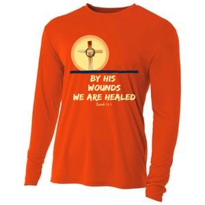 By His Wounds Isaiah 53 Christian Good Friday Scripture Great Gift Cooling Performance Long Sleeve Crew