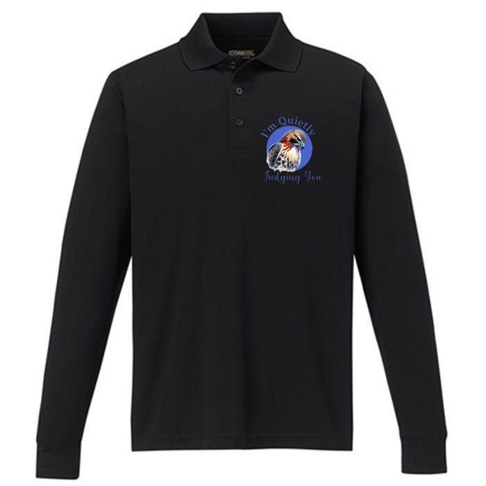 Beautiful Hawk With Performance Long Sleeve Polo