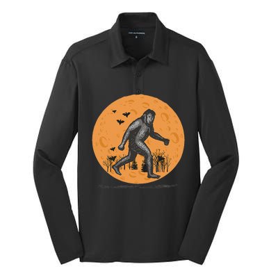 Bigfoot Halloween With Moon Silk Touch Performance Long Sleeve Polo