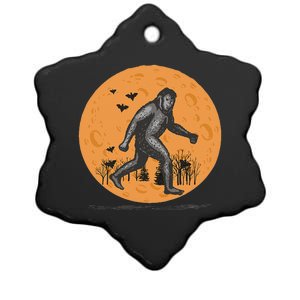 Bigfoot Halloween With Moon Ceramic Star Ornament