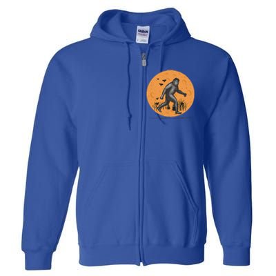 Bigfoot Halloween With Moon Full Zip Hoodie