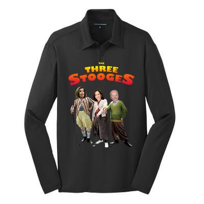 Biden Harris Warren The 3 Stooges Silk Touch Performance Long Sleeve Polo