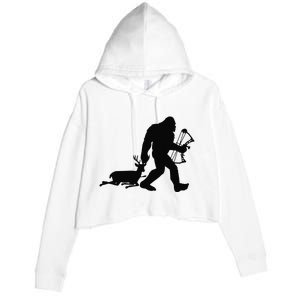 Bigfoot Hunting walk Sasquatch funny animal lover Crop Fleece Hoodie