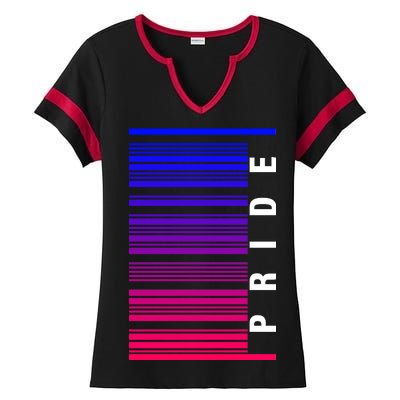 Bi Pride Barcode Bisexual Ladies Halftime Notch Neck Tee