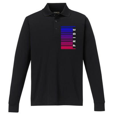 Bi Pride Barcode Bisexual Performance Long Sleeve Polo