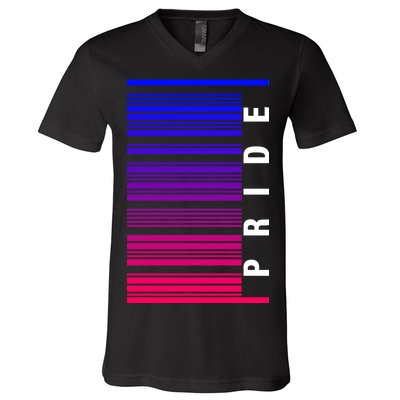 Bi Pride Barcode Bisexual V-Neck T-Shirt