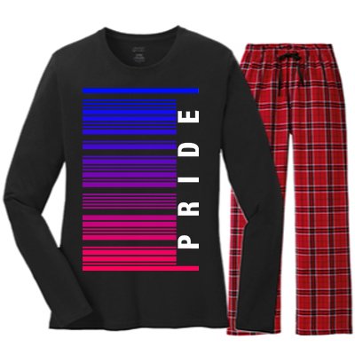 Bi Pride Barcode Bisexual Women's Long Sleeve Flannel Pajama Set 