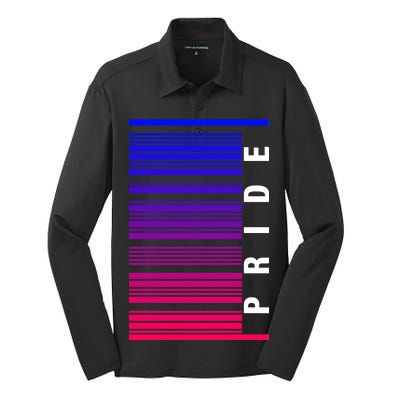 Bi Pride Barcode Bisexual Silk Touch Performance Long Sleeve Polo