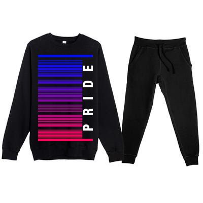 Bi Pride Barcode Bisexual Premium Crewneck Sweatsuit Set