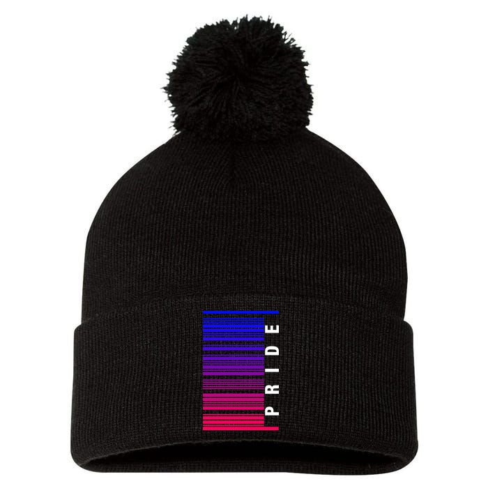 Bi Pride Barcode Bisexual Pom Pom 12in Knit Beanie