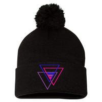Bi Pride Triangle Pom Pom 12in Knit Beanie