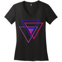 Bi Pride Triangle Women's V-Neck T-Shirt