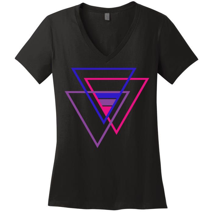 Bi Pride Triangle Women's V-Neck T-Shirt