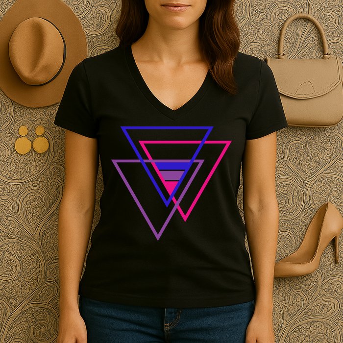 Bi Pride Triangle Women's V-Neck T-Shirt