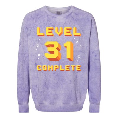 Born In 1990 Level 31 Complete 31th Birthday Retro Gaming Gift Colorblast Crewneck Sweatshirt