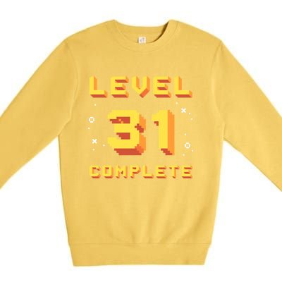 Born In 1990 Level 31 Complete 31th Birthday Retro Gaming Gift Premium Crewneck Sweatshirt