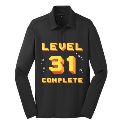 Born In 1990 Level 31 Complete 31th Birthday Retro Gaming Gift Silk Touch Performance Long Sleeve Polo