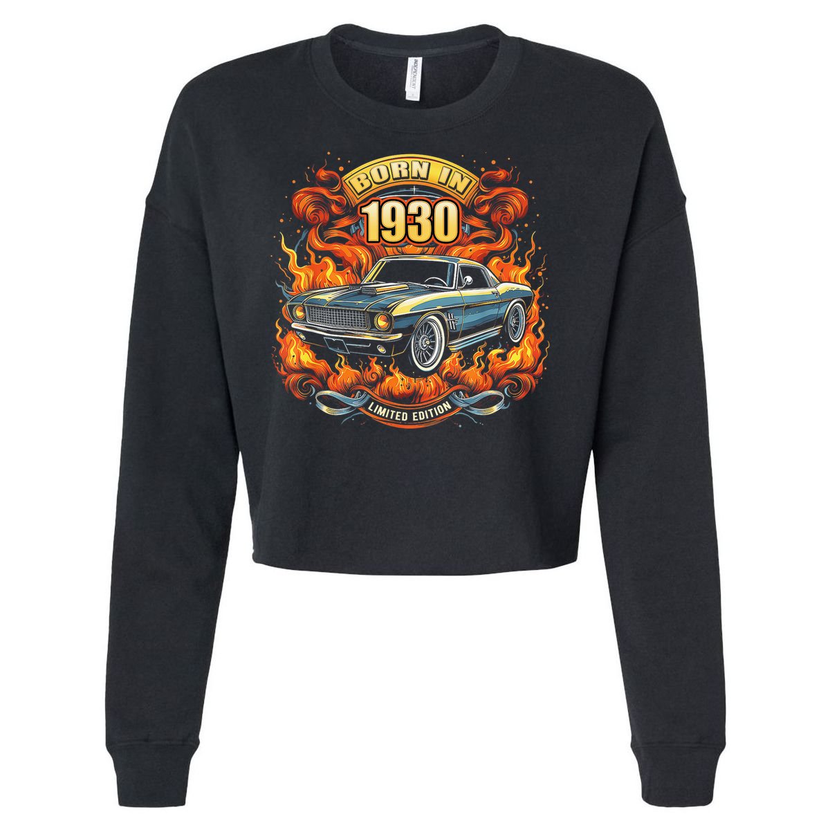 Born In 1930 Classic Muscle Car Lovers 95th Birthday Cropped Pullover Crew